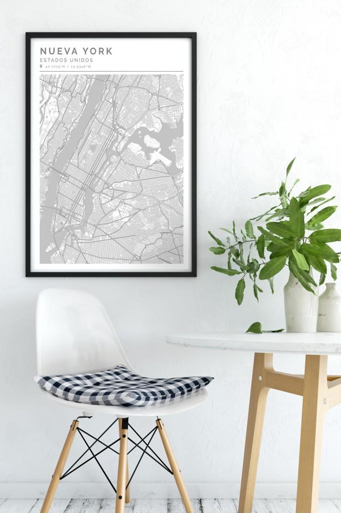 Decorar con mapas NuevaYorkClean Geogragift