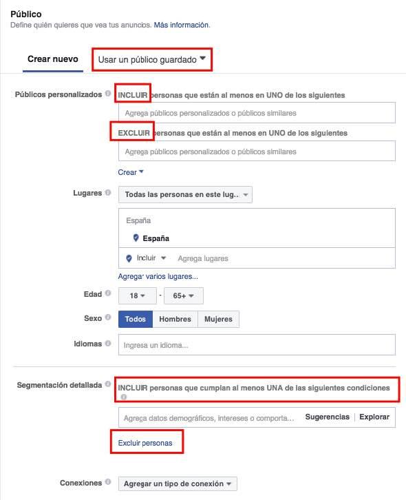 Público del conjunto de anuncios en Facebook Ads