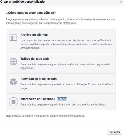 crear público personalizado en Facebook Ads