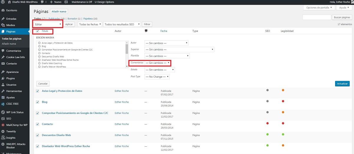 como ocultar los comentarios en wordpress