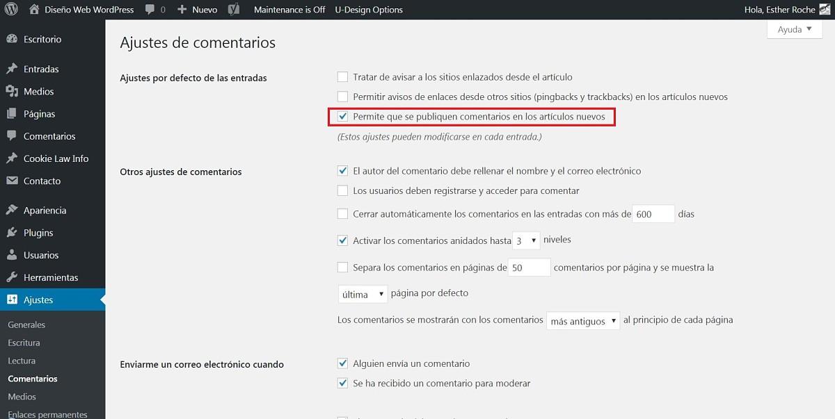 Activar y desactivar comentarios en paginas y posts en wordpress
