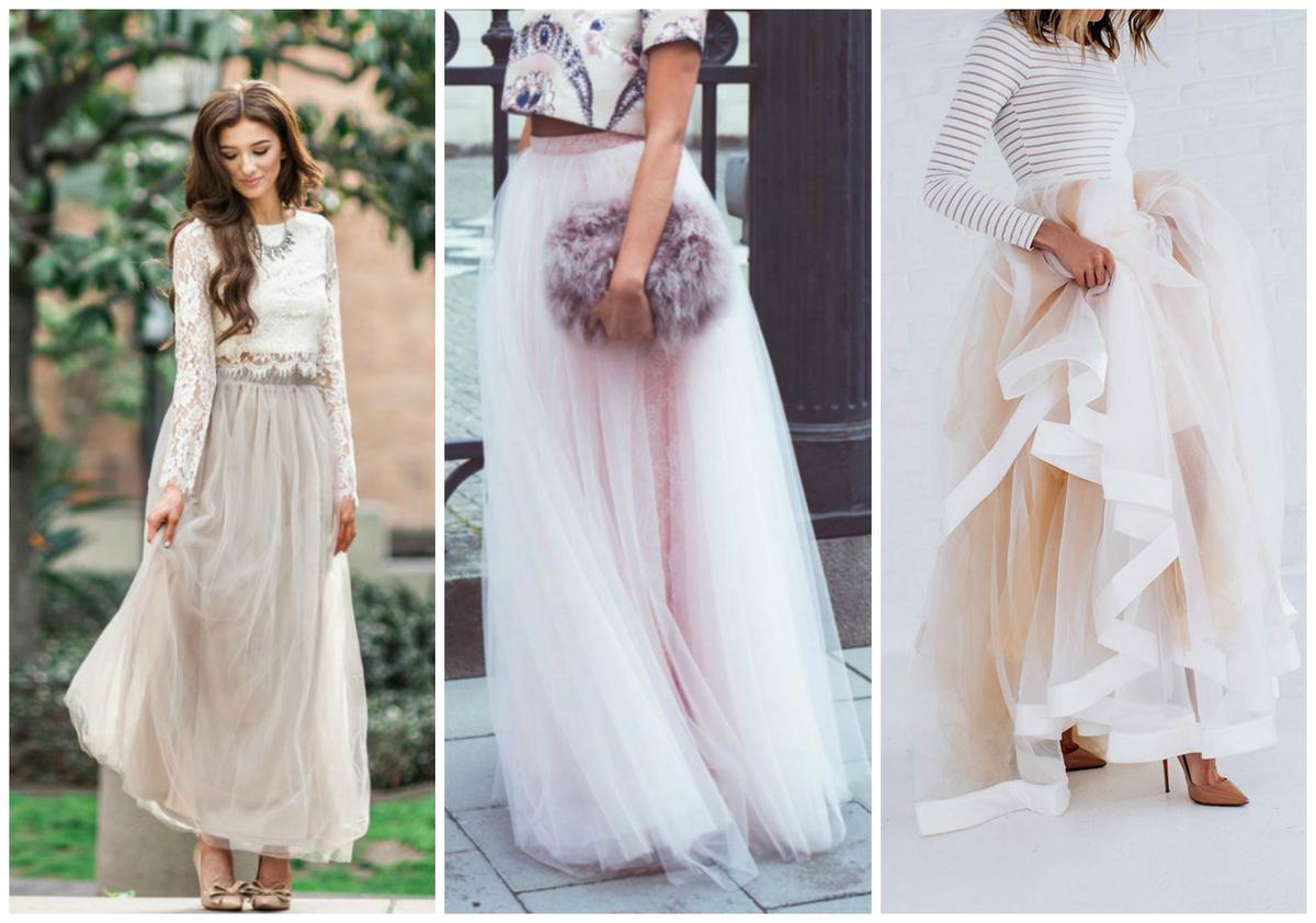 maxi falda con tul - como combinar una falda larga
