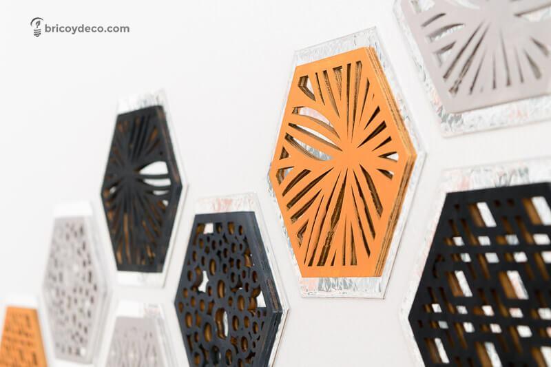 decorar con hexágonos forrados con vinilo espejo