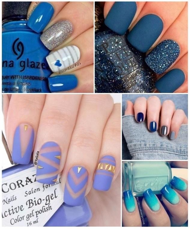 decoración de uñas azul