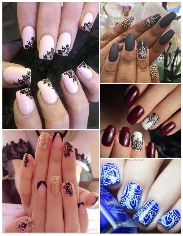 uñas decoradas con mandalas bicolor