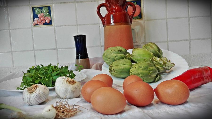Ingredientes tortilla de alcachofas