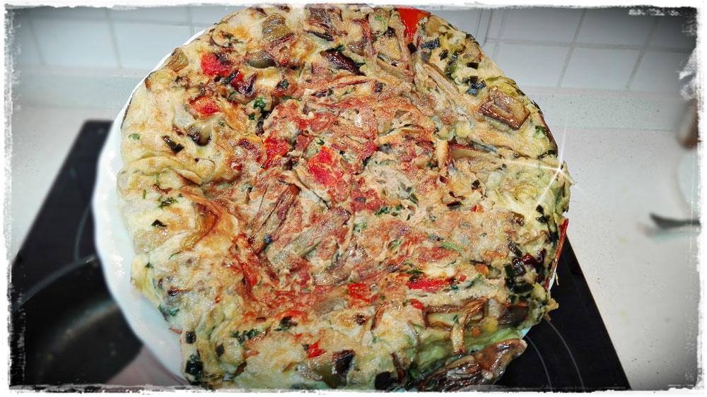 Tortilla de alcachofas asadas