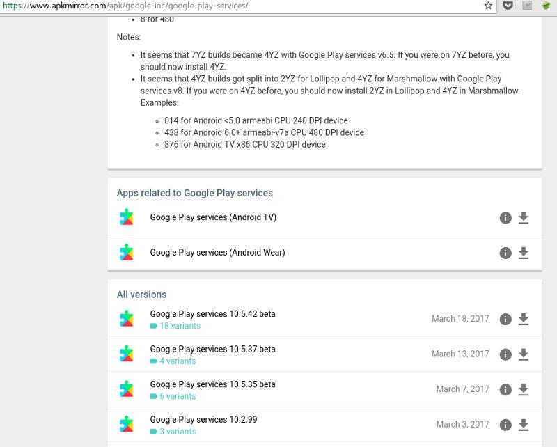 apkmirror actualizar servicios google play