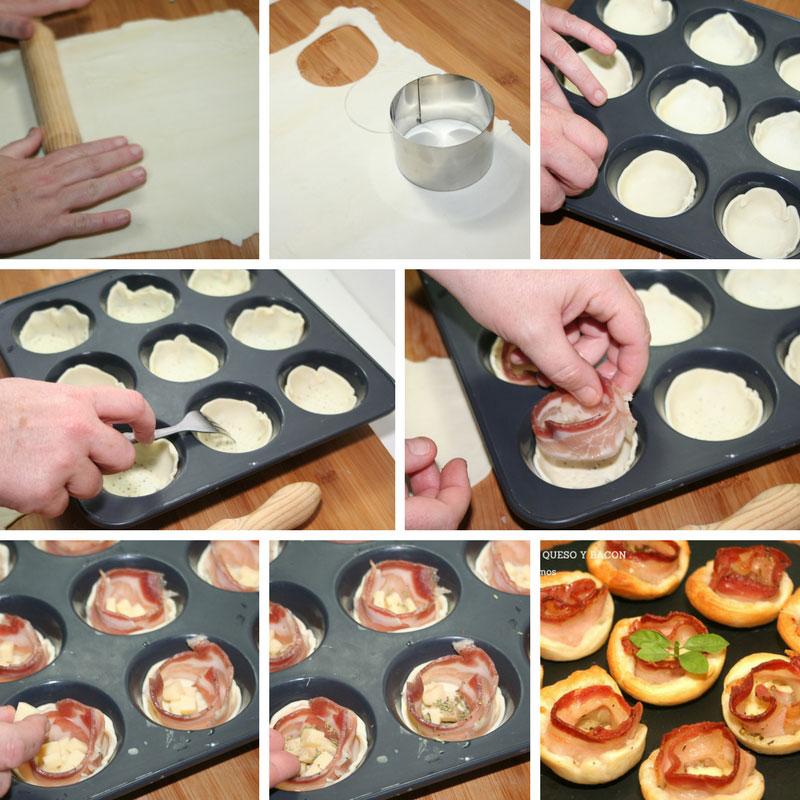 receta canapes de bacon y queso