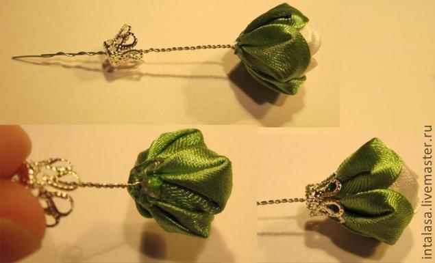 capullo en técnica kanzashi