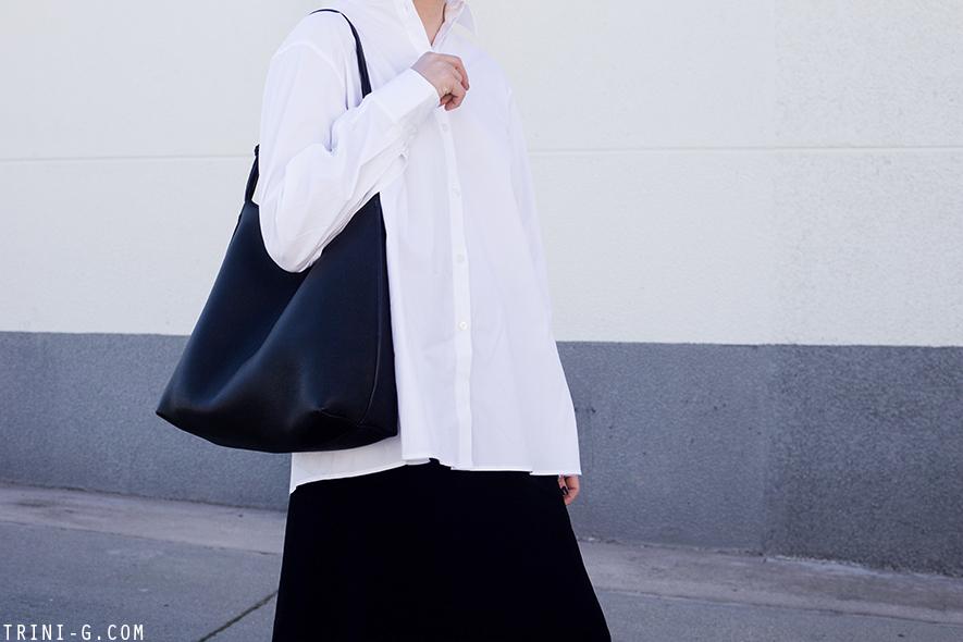 Trini | The Row shirt Manolo Blahnik slippers
