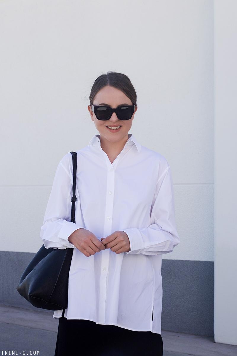 Trini | The Row shirt Manolo Blahnik slippers