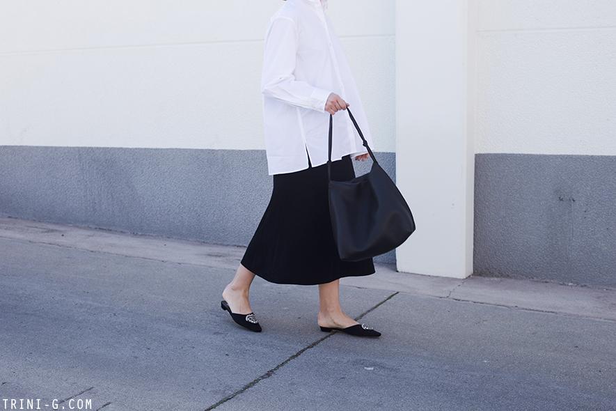 Trini | The Row shirt Manolo Blahnik slippers