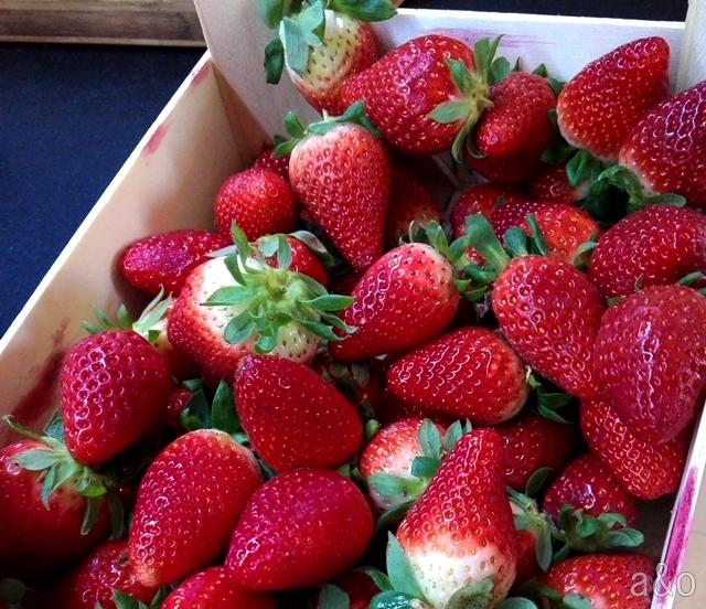 Fresas con zumo de naranja.