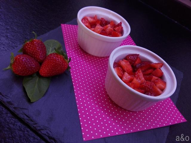 Fresas con zumo de naranja.
