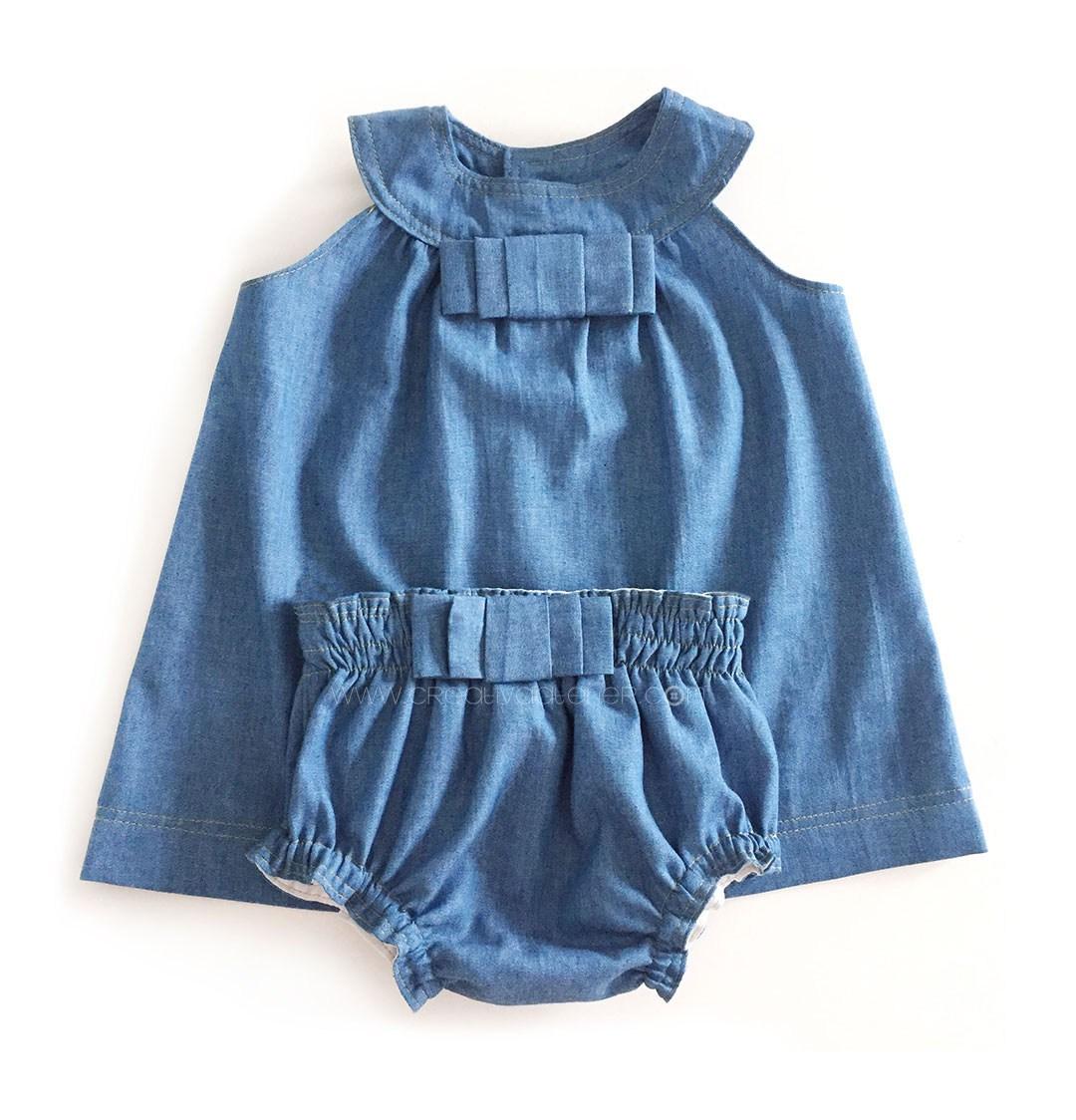 Vestido vaquero de bebé DIY - Tutorial y patrón