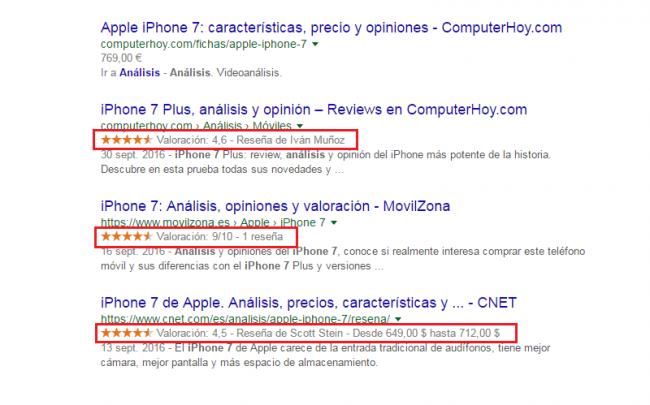 rich snippets estrellitas
