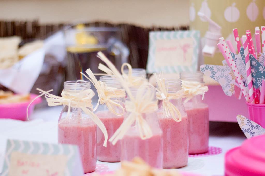 batido de fresa para fiesta de hadas