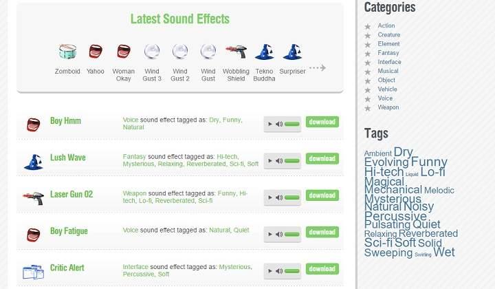 descargar efectos de sonidos y pistas de audio gratis y legal sin derechos de autor