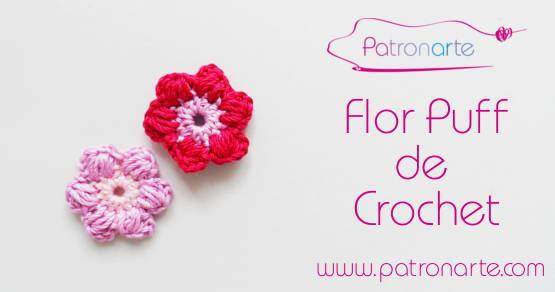 Flor Puff de Crochet - Flor Puff de Ganchillo