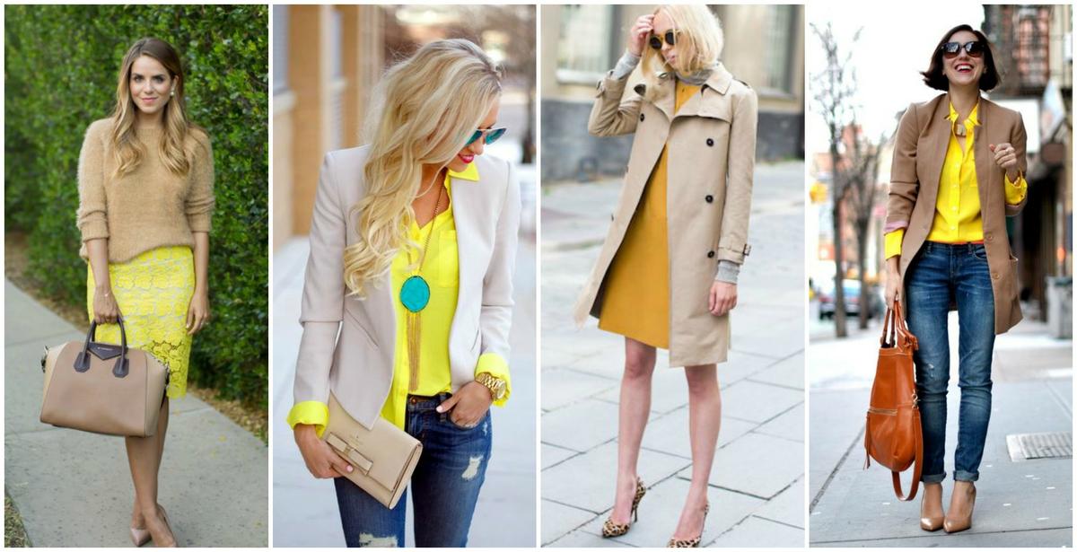 combinar ropa amarilla con beige
