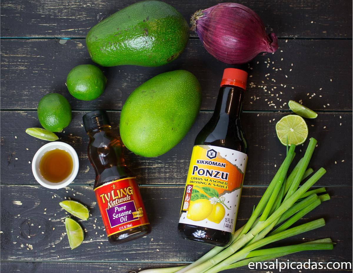 Receta de Salsa de Aguacate y Mango estilo oriental.