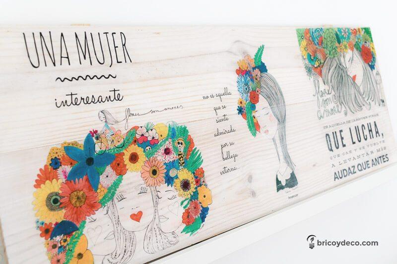 decoupage con servilletas de papel sobre madera sin tratar