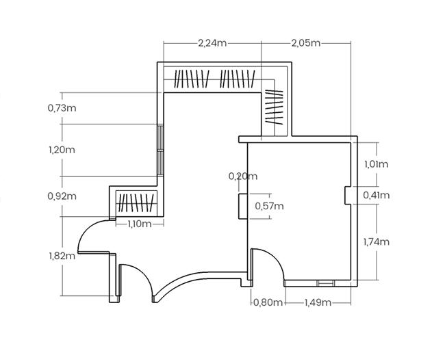 plano de planta acotada dormitorio