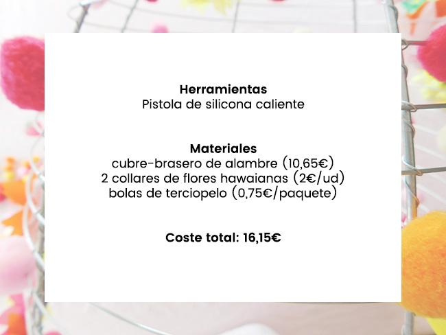 lista de materiales y herramientas para crear tu lampara DIY