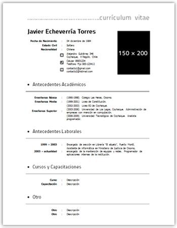 curriculum vitae de una página