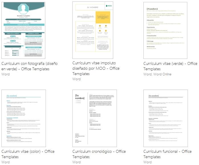 curriculum vitae en word plantillas office