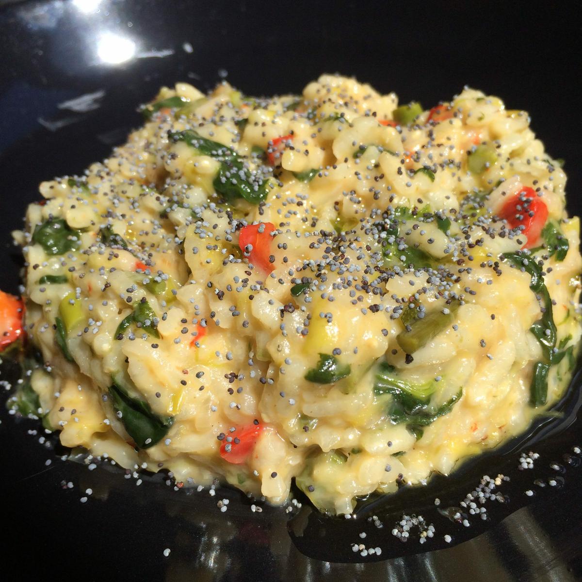 arroz cremoso con pimientos asados