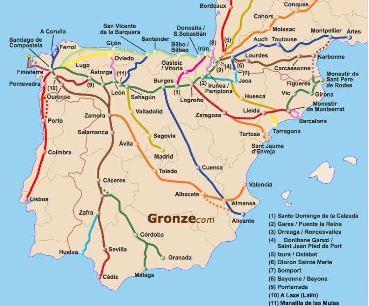 mapa del camino de santiago