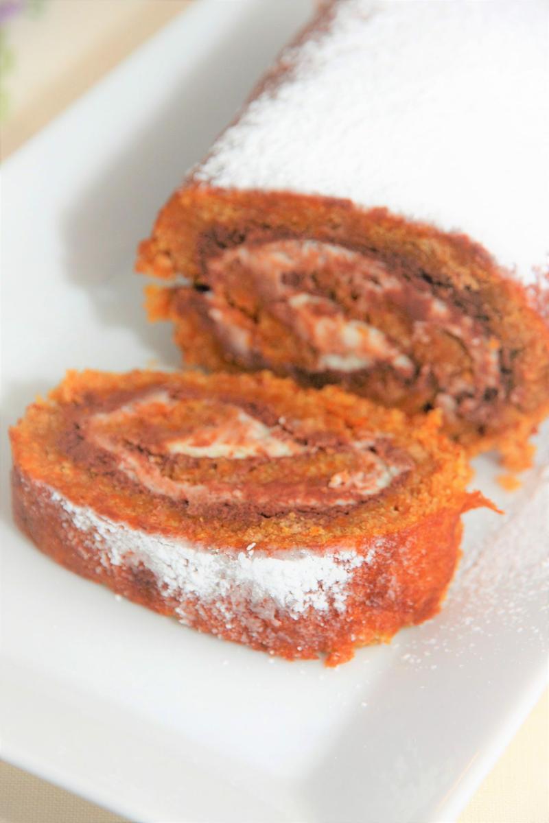 Brazo de gitano de zanahoria y chocolate