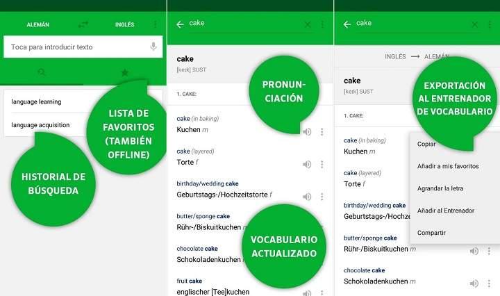 PONS es la mejor app para traducir palabras sueltas y con frases de ejemplo