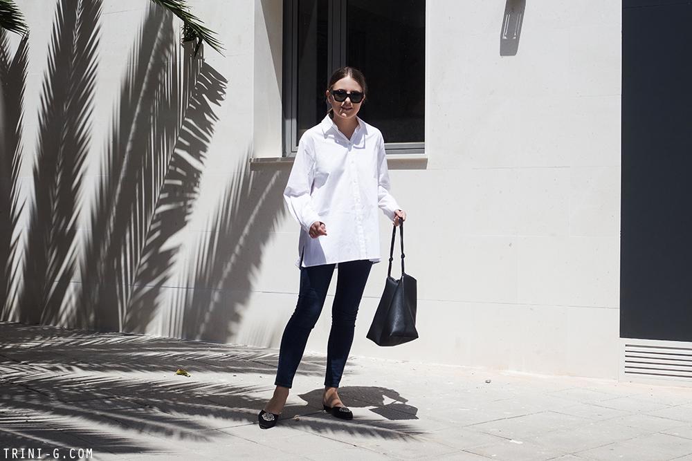 Trini | The Row shirt Manolo Blahnik slides