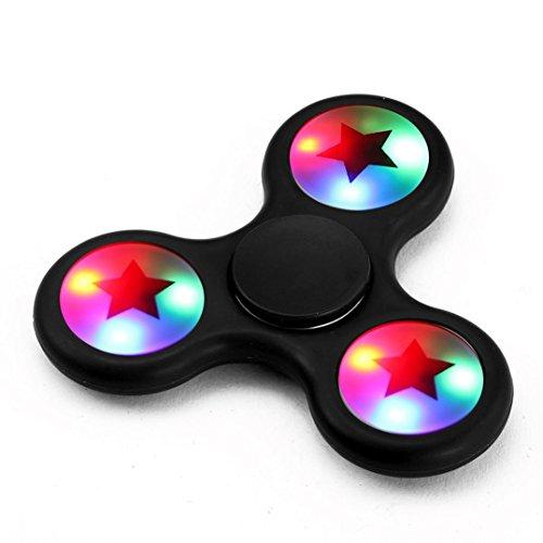 Ouneed Fidget Hand Spinner Juguete-¡Gran venta! LED de luz Fidget mano Spinner Torqbar dedo de juguete EDC Focus Gyro (Negro)