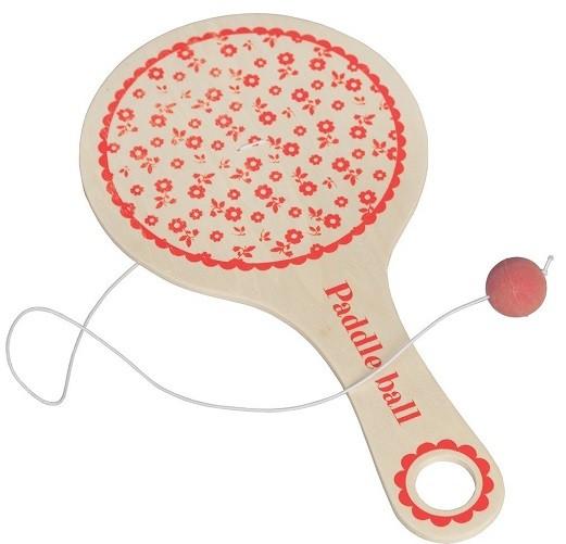 raqueta con pelota de goma cosida