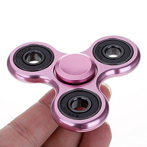 W-top Tri Fidget Hand Spinner Toy Metal EDC Kids, Stress Reducer Tri-Spinner Ultra-durable High Speed Rotate for 1-3 minutes, Perfect for ADD / ADHD / Anxiety / Autism and Stress Relief Adult Children (Rose Gold)