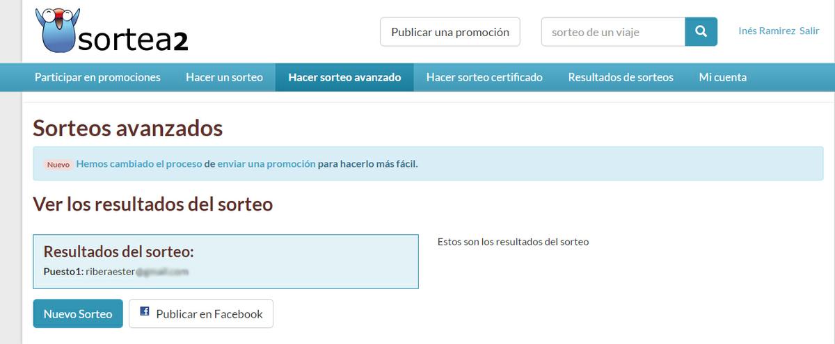 sorteo 4 aniversario - ganadora