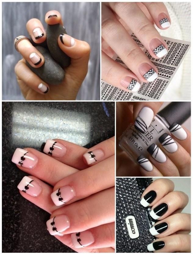uñas francesas con lineas negras