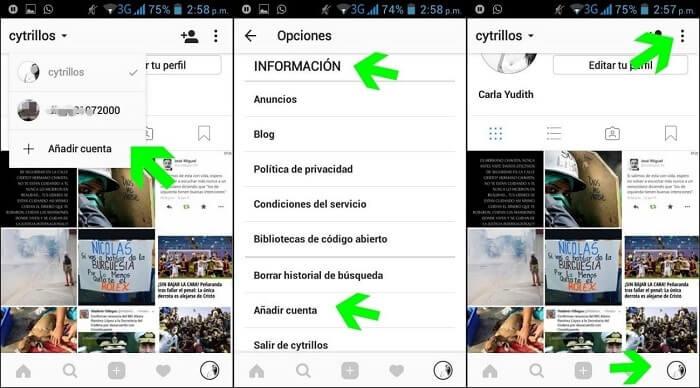 Cómo pasar de una Cuenta a Otra
