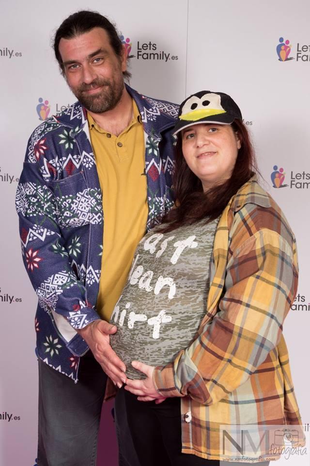 Papá Pingu y yo en el fotocall de la feria