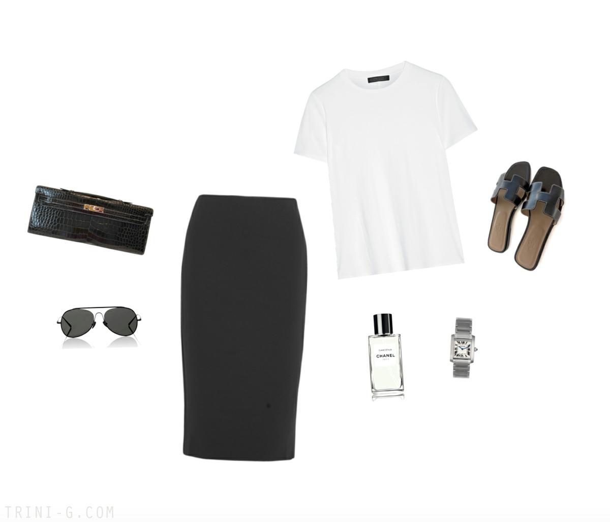 Trini | The Row skirt Hermés Oran sandals