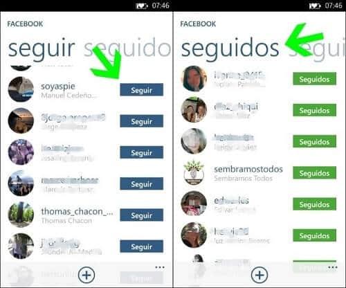 como seguir y seguidos