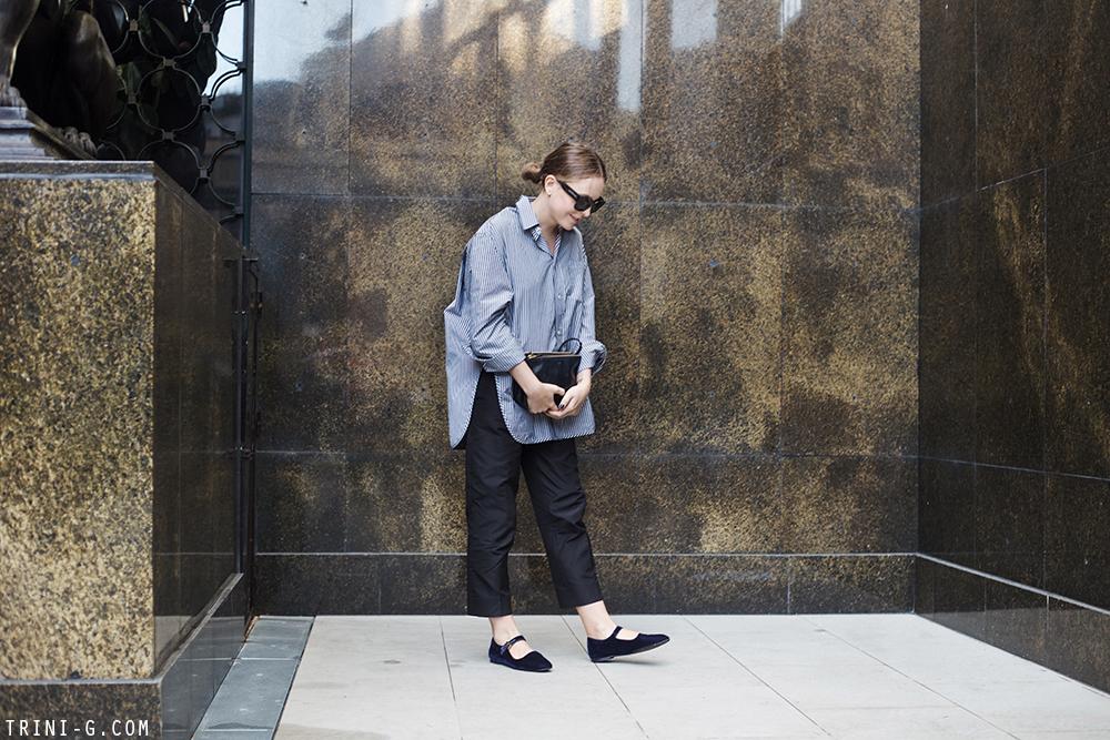 Trini |Balenciaga striped short Prada trousers