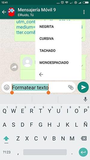 whatsapp formatear texto