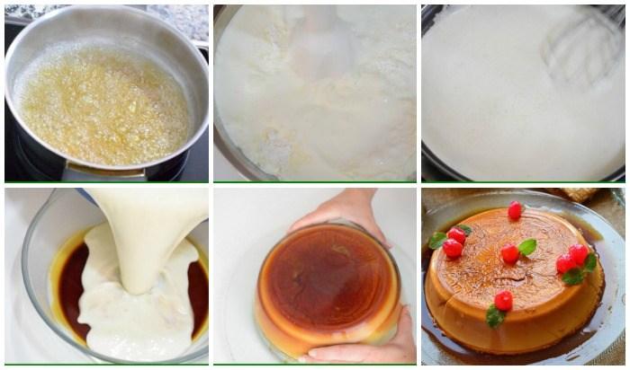 flan de queso preparación