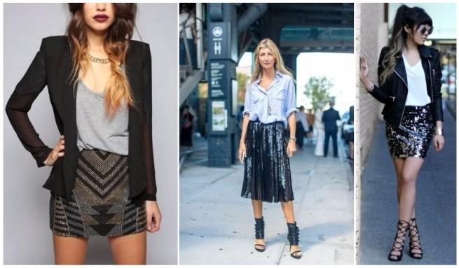 como combinar una falda negra linea a