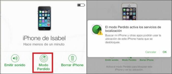 modo perdido iphone